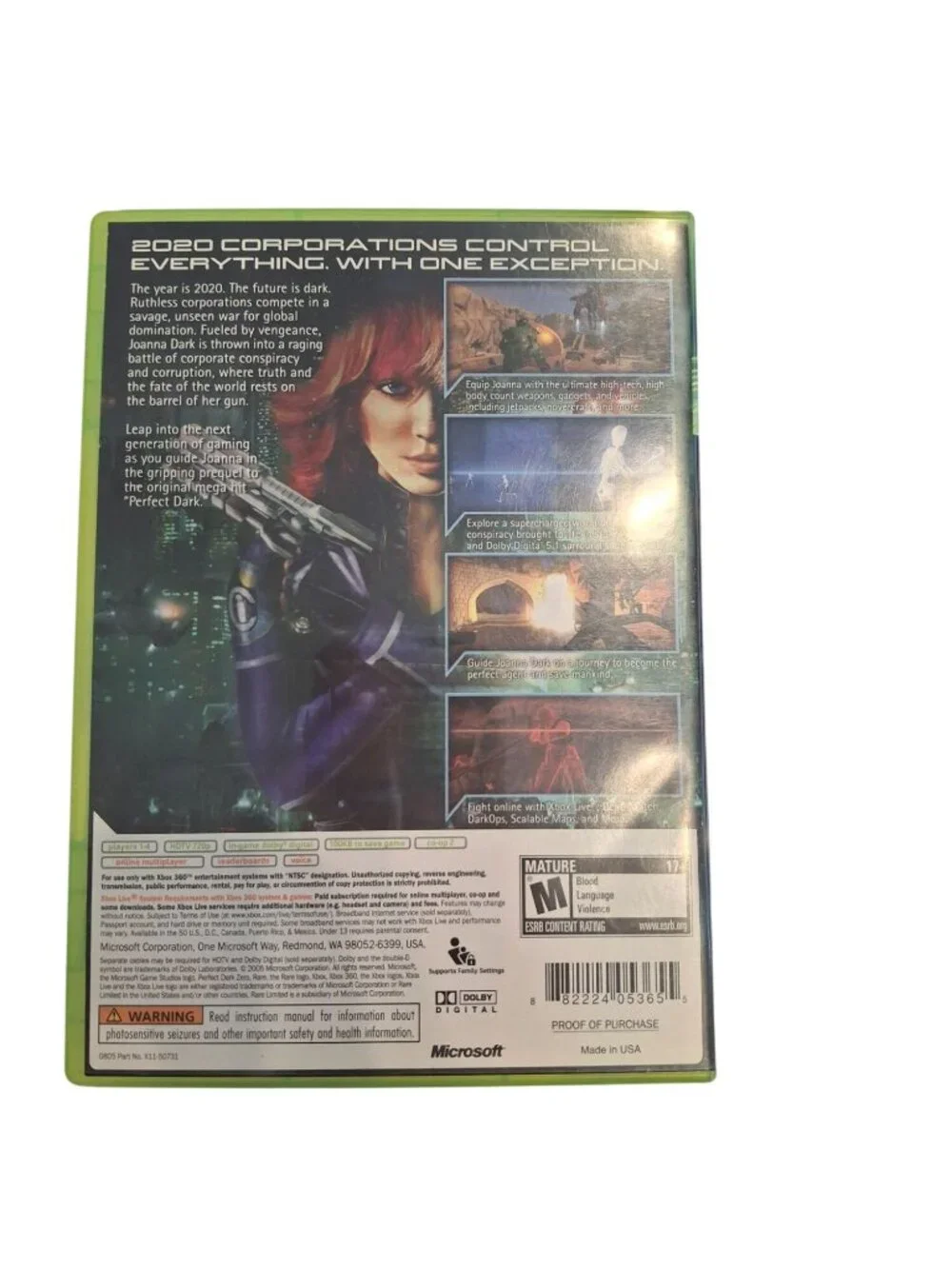 Perfect Dark Zero Xbox 360 2005 Rare Microsoft FPS Joanna Dark Original Game